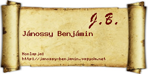 Jánossy Benjámin névjegykártya