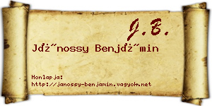 Jánossy Benjámin névjegykártya